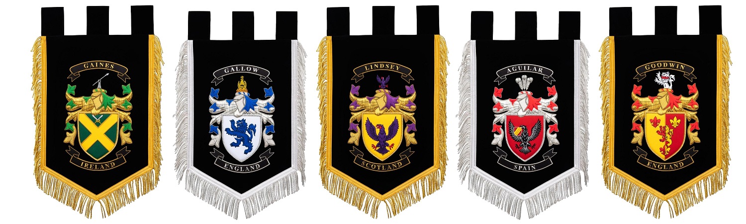 Selection of Coat of Arms Displayed with different symbols and colors